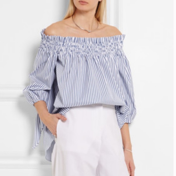 Caroline Constas Striped off Shoulder Lou Top Blouse - Picture 1 of 11